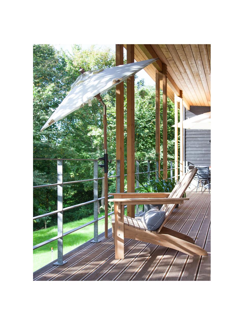 Ombrellone Balcony, Ø 180 cm, Struttura: legno di eucalipto, Rivestimento: 50% poliestere, 50% pelle, Bianco latte, legno di eucalipto, Ø 180 x Alt. 220 cm