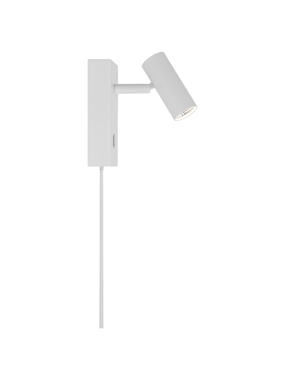 Lampada da parete a LED con presa Omari, Paralume: metallo rivestito, Bianco, Larg. 7 x Alt. 12 cm