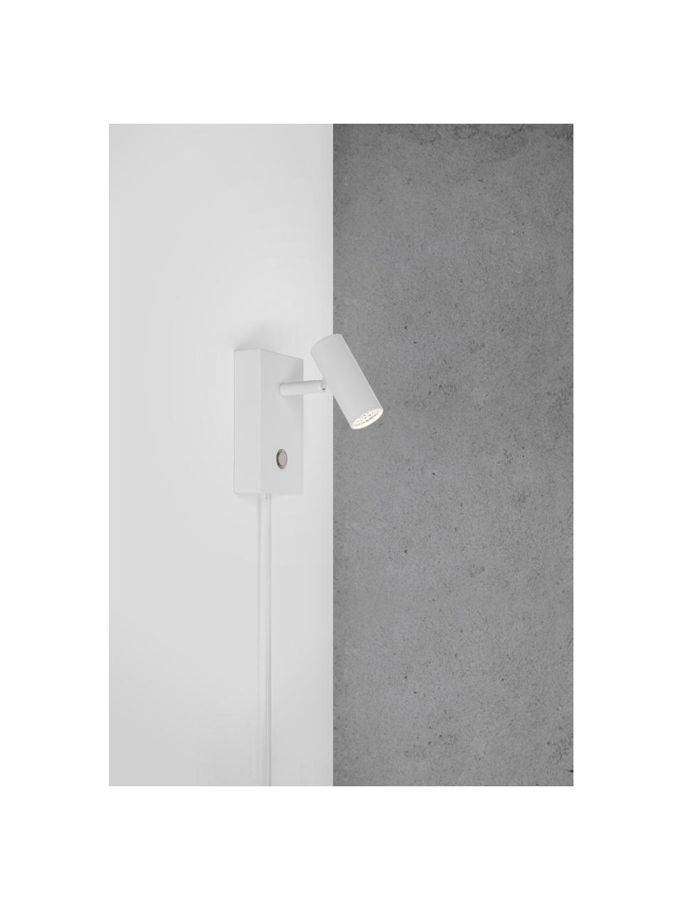 Kleine dimbare LED wandlamp Omari met stekker, Lampenkap: gecoat metaal, Wit, B 7 x H 12 cm