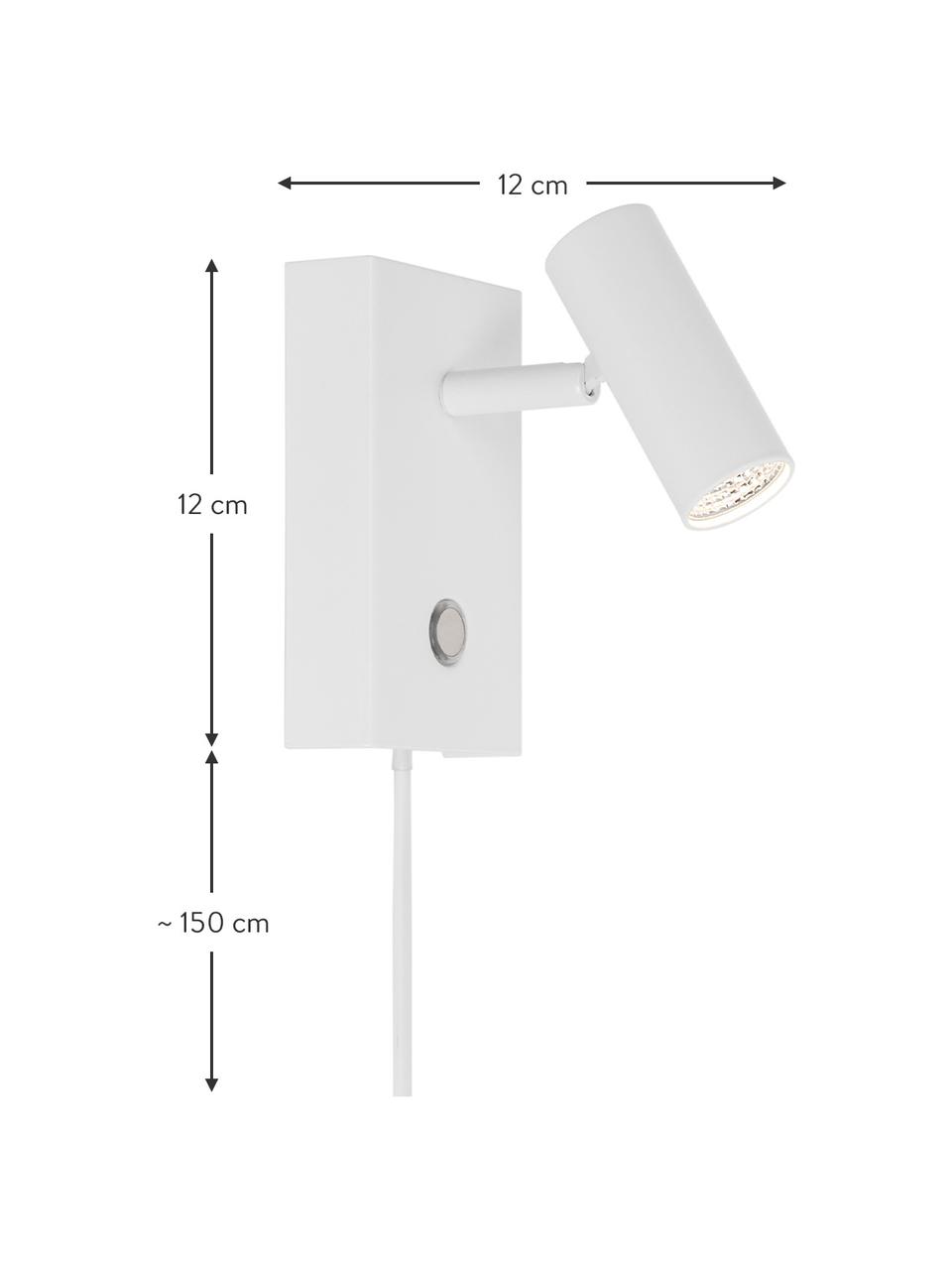Malé stmívatelné nástěnné LED svítidlo se zástrčkou Omari, Bílá, Š 7 cm, V 12 cm