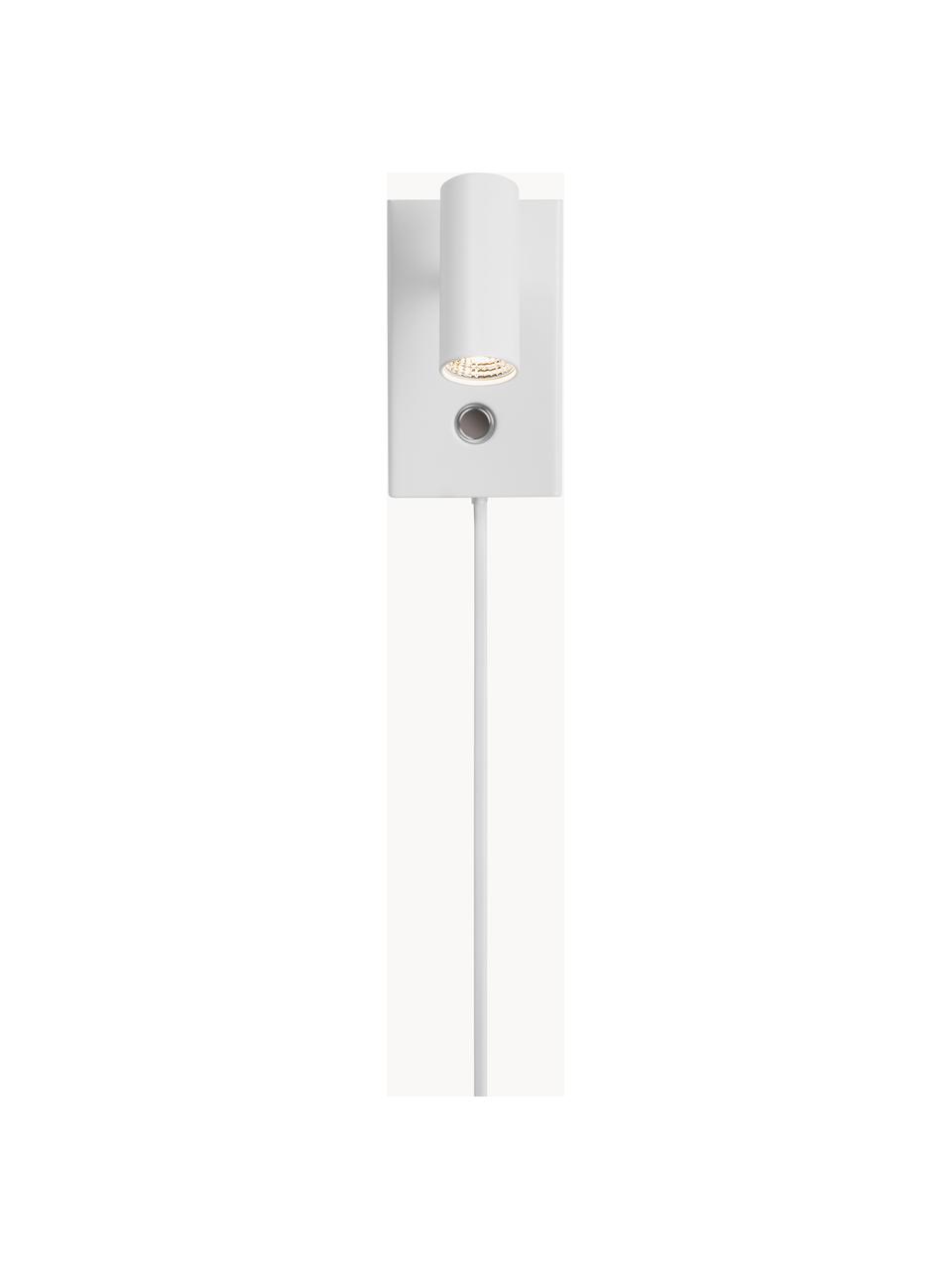 Applique piccola a LED luce regolabile con spina Omari, Paralume: metallo rivestito, Bianco, Larg. 7 x Alt. 12 cm