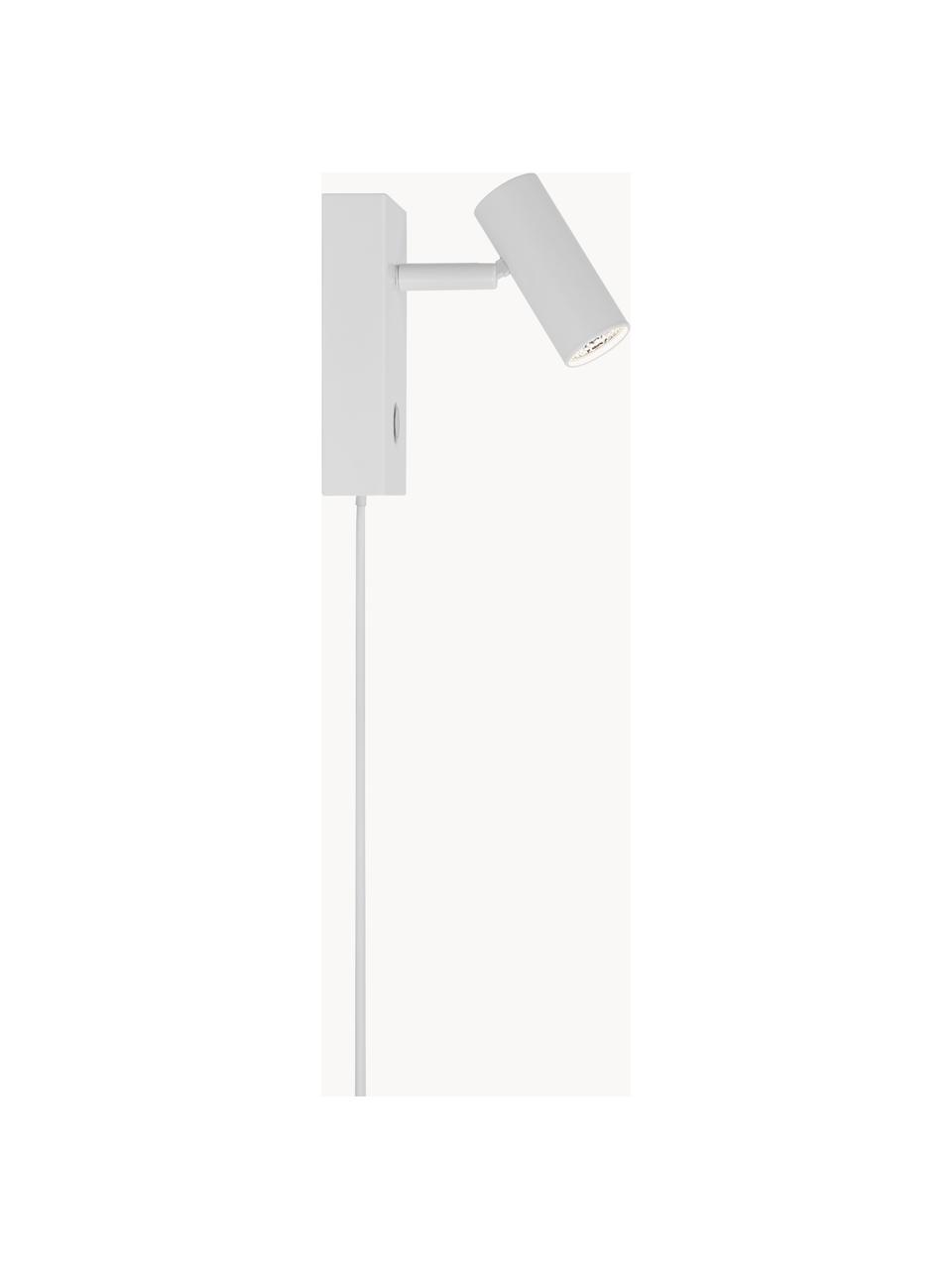 Kleine dimbare LED wandlamp Omari met stekker, Lampenkap: gecoat metaal, Wit, B 7 x H 12 cm