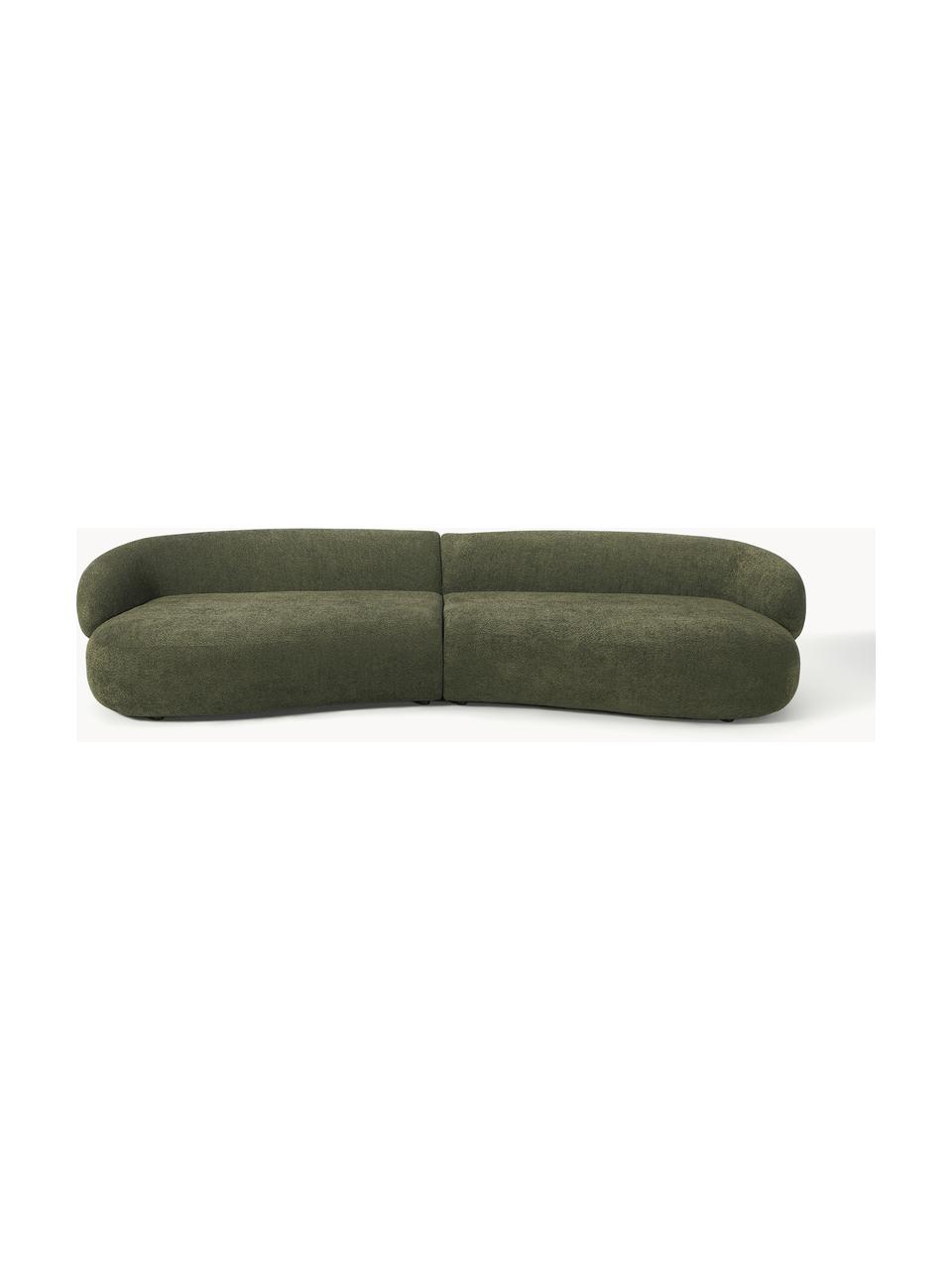 Sofa Alba (4-Sitzer) aus Teddy-Bouclé, Bezug: 100 % Polyester Der strap, Gestell: Massives Fichtenholz, Kie, Teddy-Bouclé Dunkelgrün, B 326 x T 112 cm