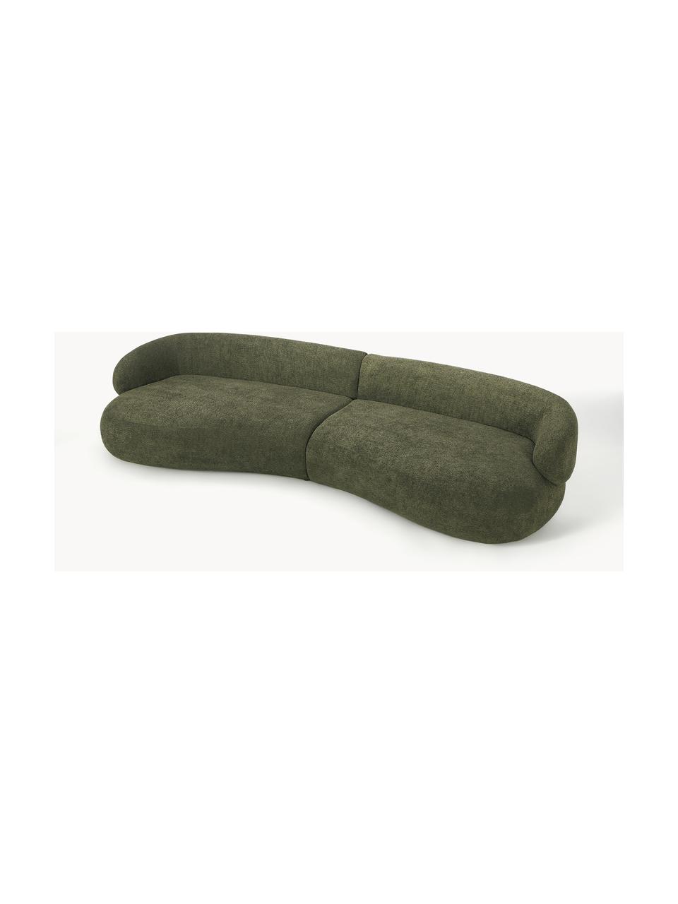 Pohovka z plyšového buklé Alba (4-miestna), Plyšová buklé tmavozelená, Š 326 x H 112 cm