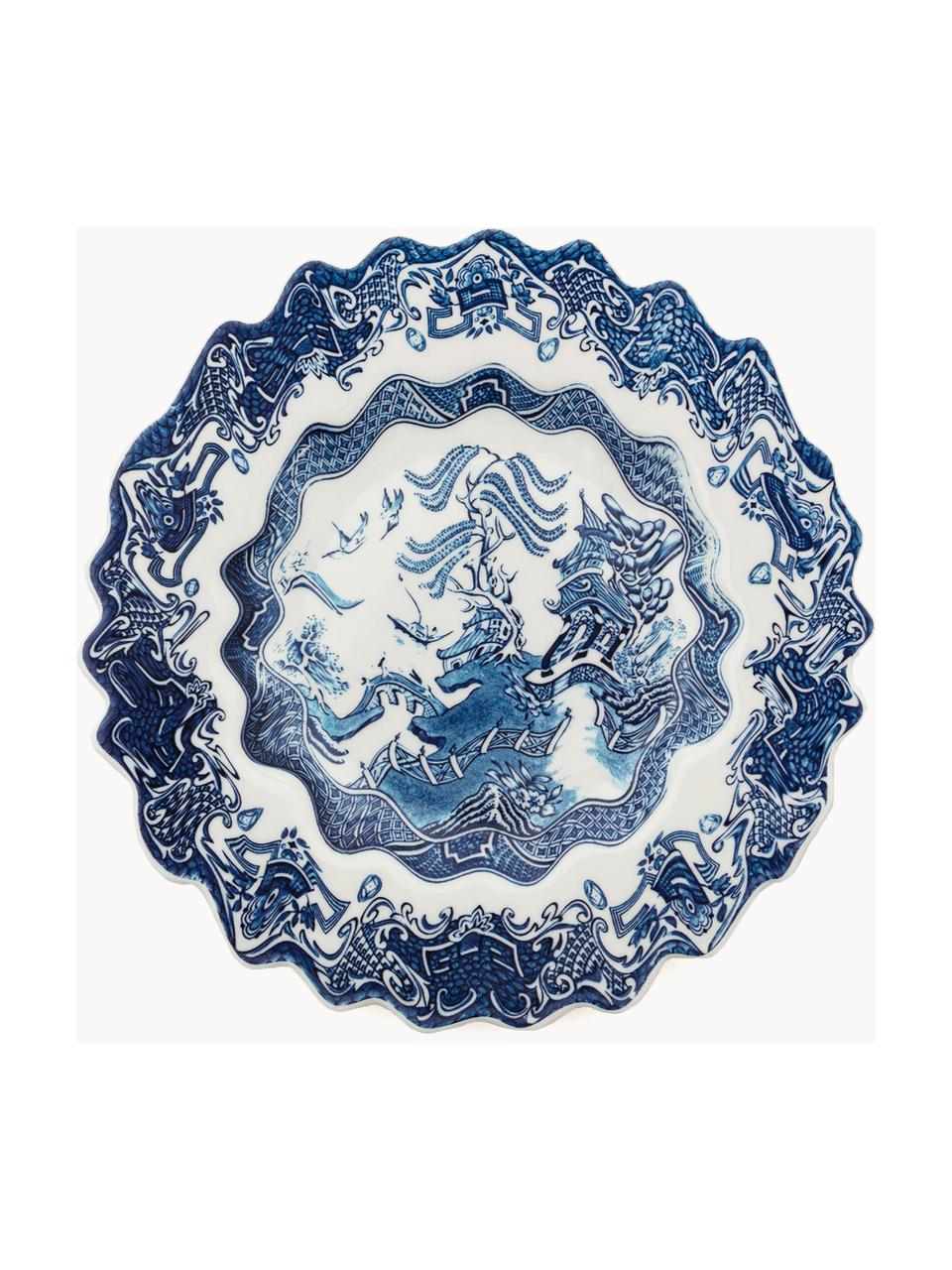 Porcelánový snídaňový talíř Classic On Acid, Porcelán, Bílá, odstíny modré, červená, Ø 22 cm