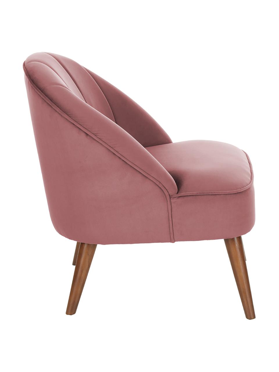 Fauteuil cocktail en velours Aya, Revêtement : rose Pieds : bois de bouleau