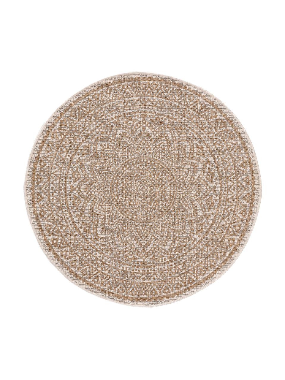 Kulatý vnitřní a venkovní koberec Cleo, Béžová, krémová