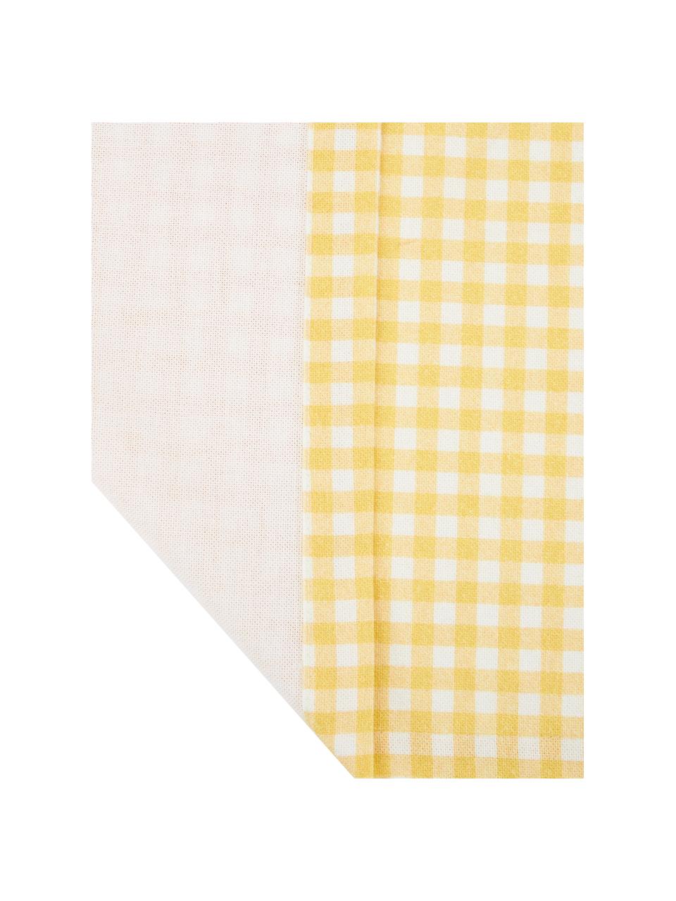 Chemin de table coton à carreaux Vicky, 100 % coton, Jaune, blanc, larg. 40 x long. 145 cm