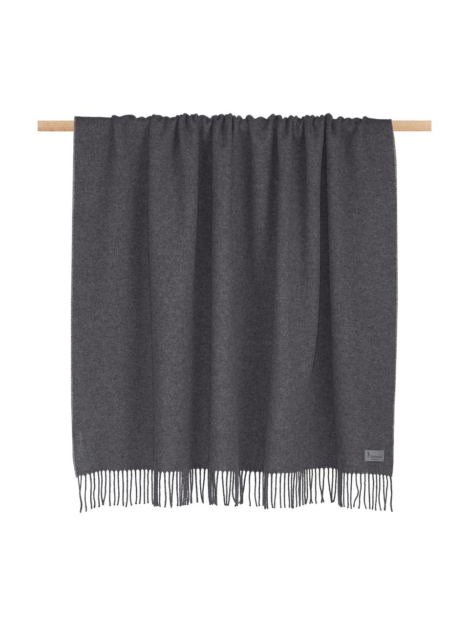 Plaid cachemire gris Liliana, 80 % laine, 20 % cachemire, Gris, larg. 130 x long. 170 cm