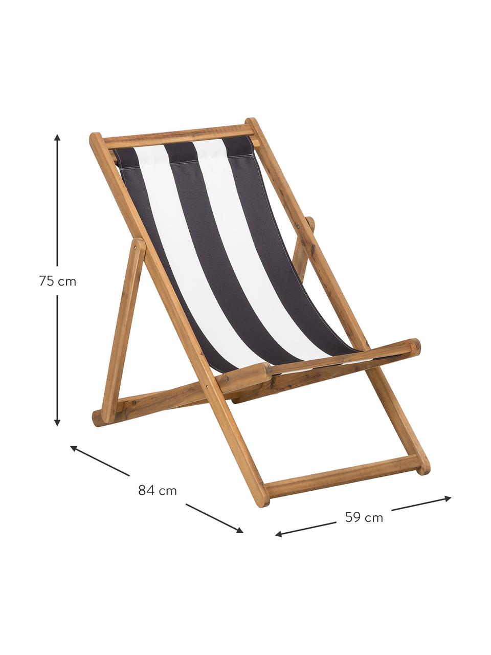 Transat pliable en bois Zoe, Blanc, bleu, larg. 59 x prof. 91 cm