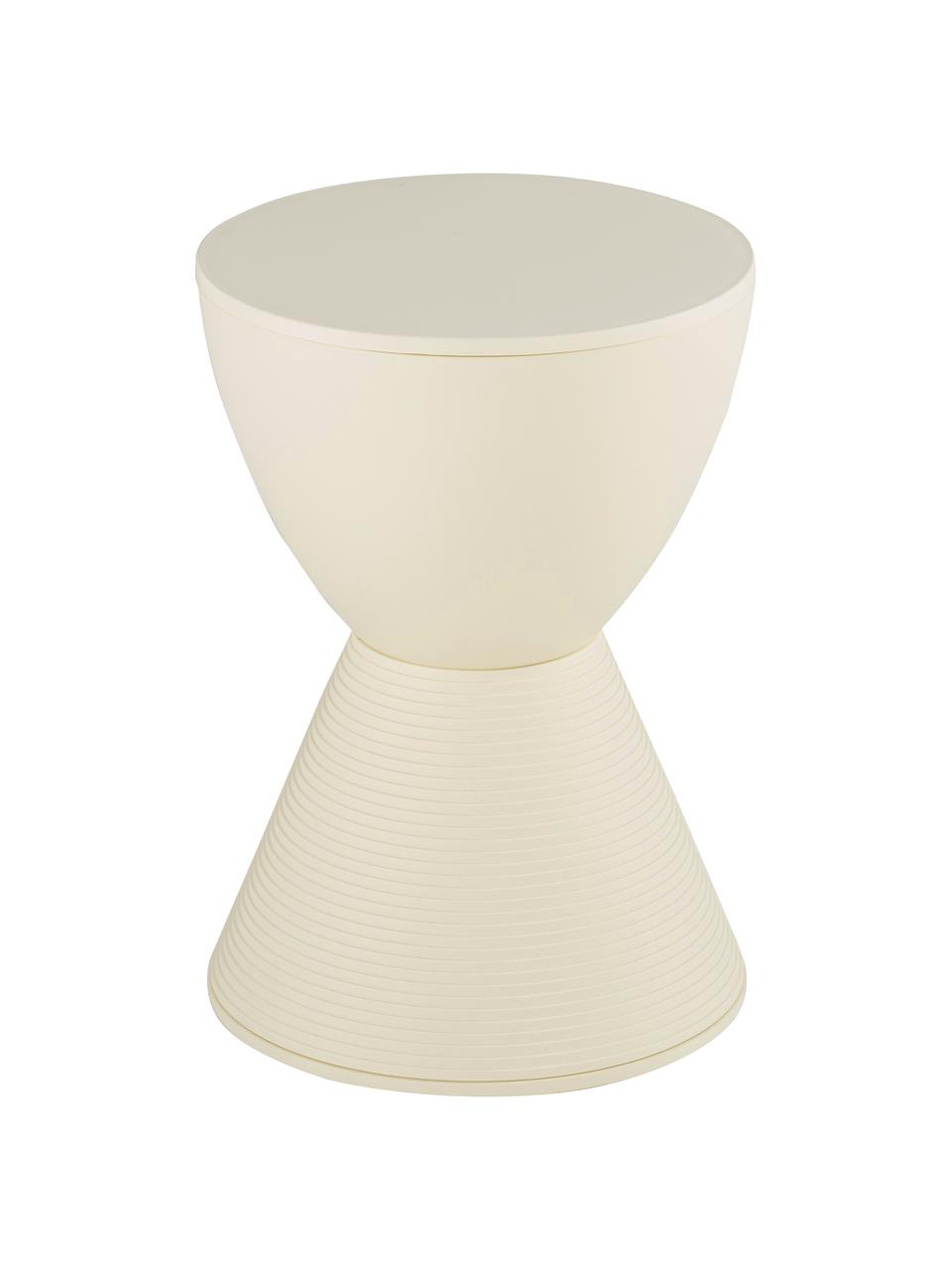 Taburete / Mesa auxiliar de diseño Prince AHA, Polipropileno pigmentado con certificado Greenguard, Crema, Ø 30 x Al 43 cm