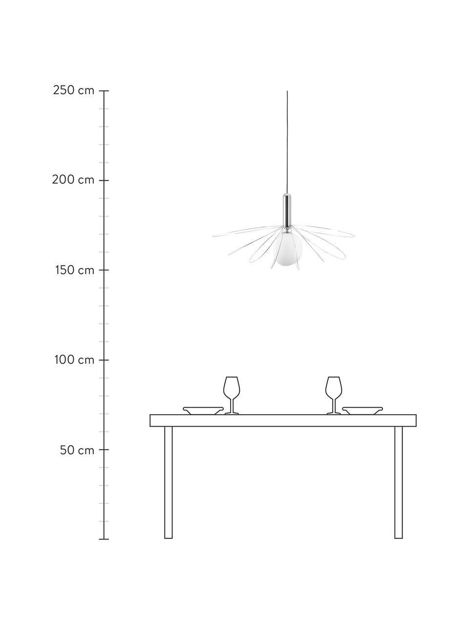 Velké závěsné svítidlo Poppy, Stříbrná, Ø 21 cm, V 150 cm