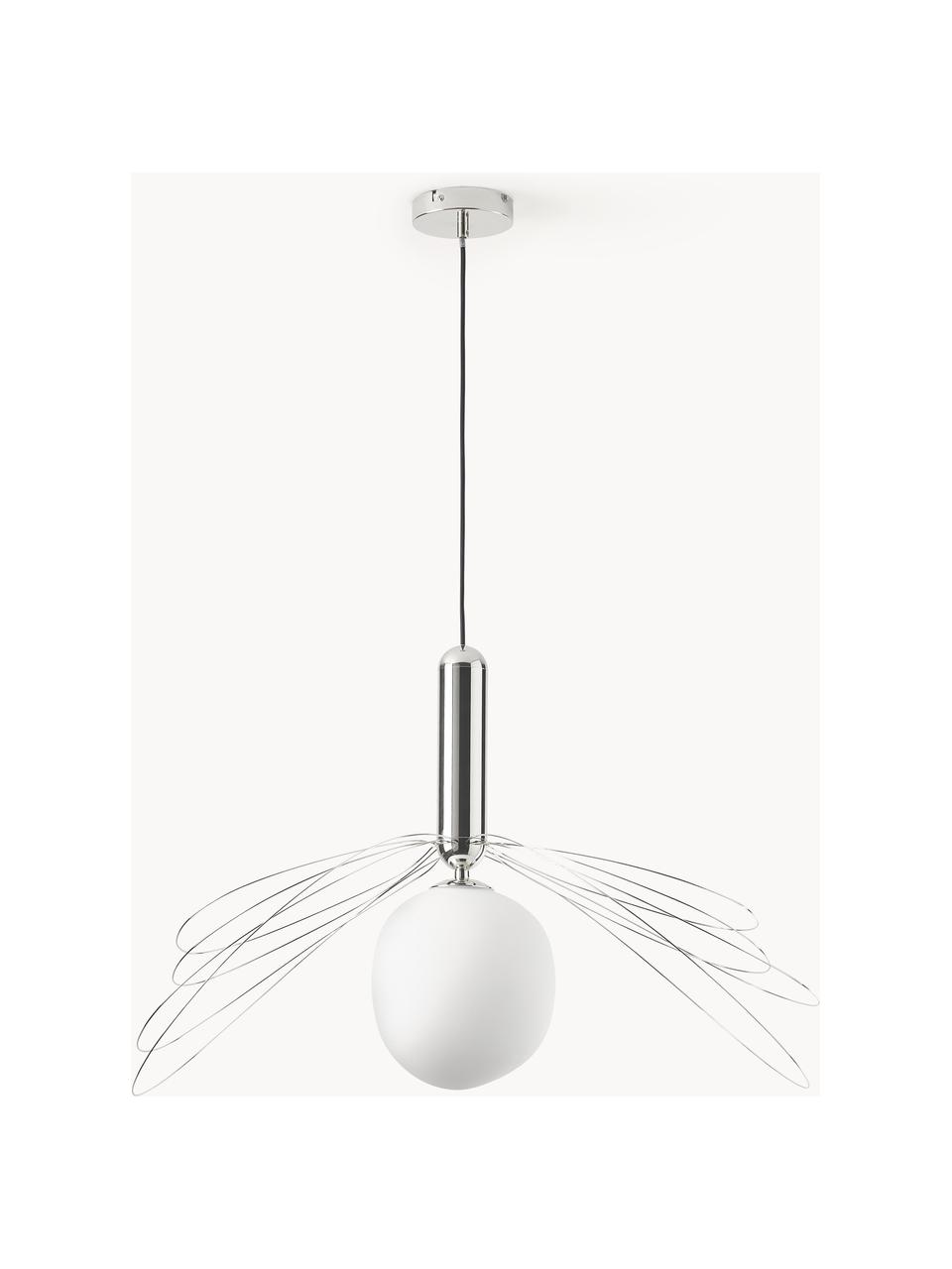 Grande suspension Dela, Blanc, argenté, Ø 21 x haut. 26 cm