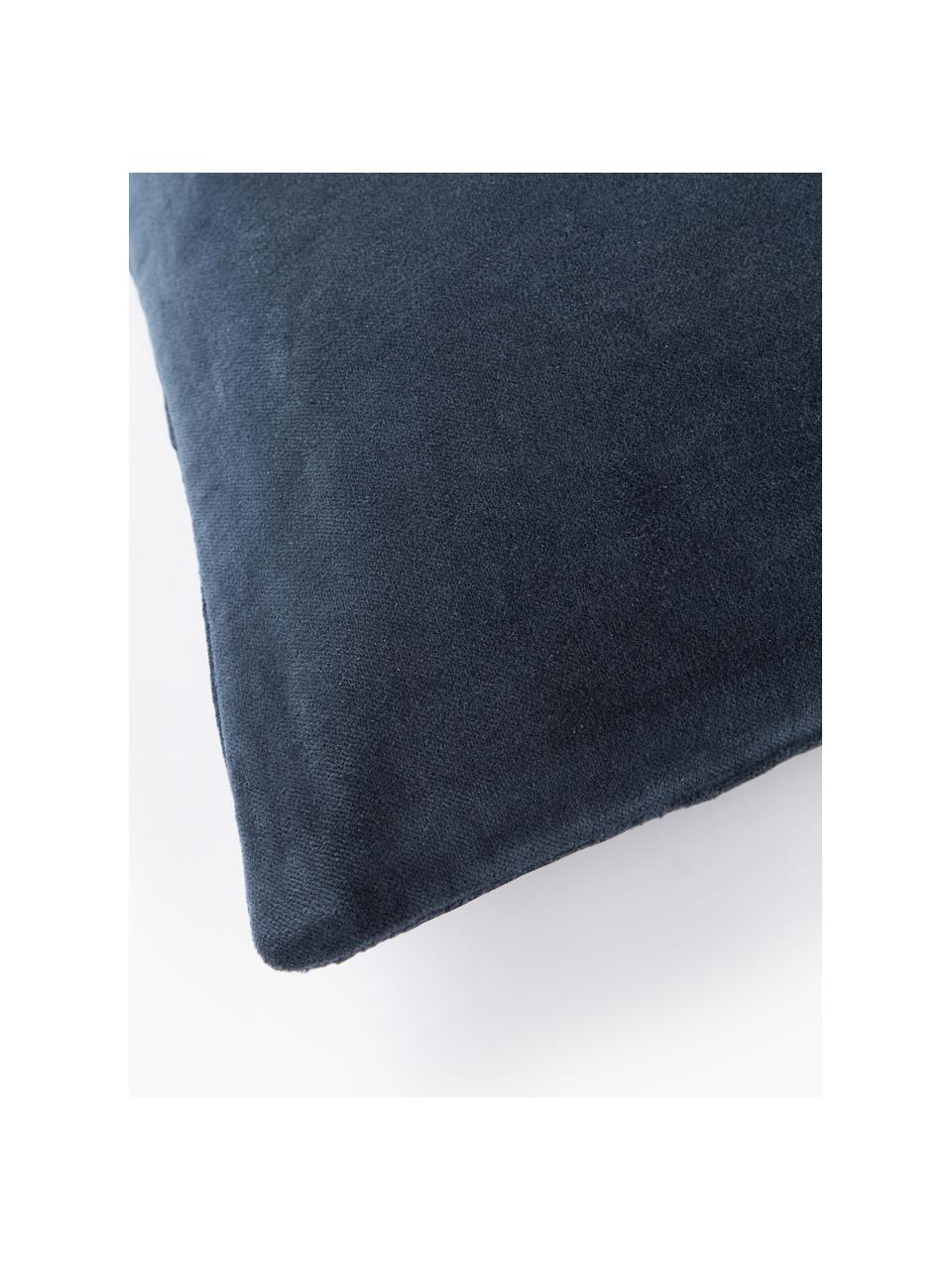 Copricuscino in velluto astratto Phoenix, 100% cotone, velluto, Blu scuro, Larg. 45 x Lung. 45 cm