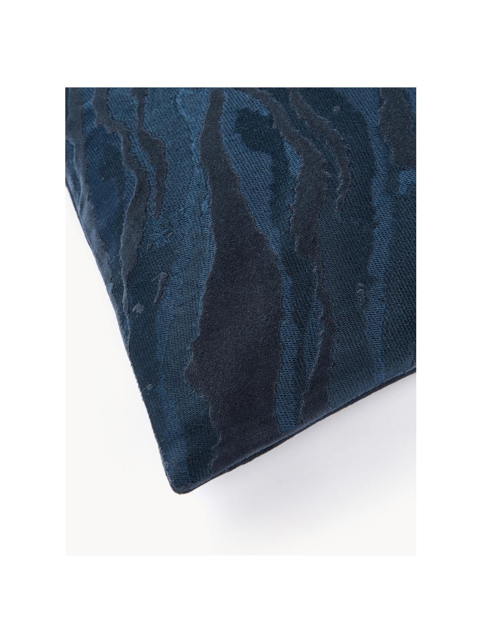 Poszewka na poduszkę z aksamitu Phoenix, 100% bawełna, aksamit, Odcienie niebieskiego, S 45 x D 45 cm