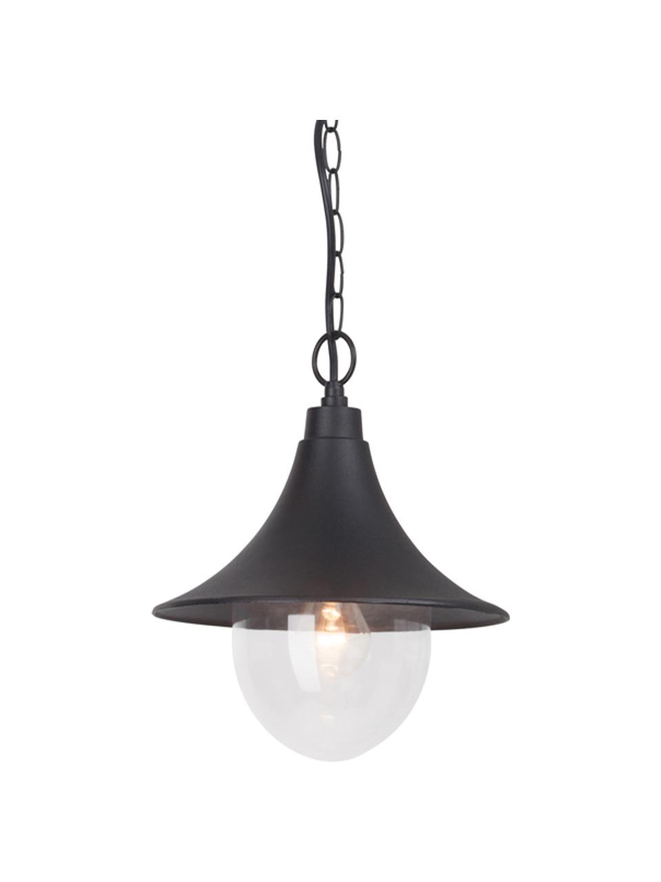 Lampada a sospensione da esterno Berna, Paralume: alluminio verniciato a po, Nero, trasparente, Ø 26 x Alt. 91 cm