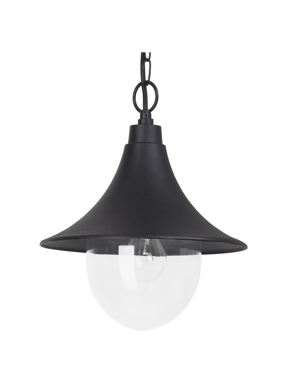 Lampada a sospensione da esterno Berna, Paralume: alluminio verniciato a po, Nero, trasparente, Ø 26 x Alt. 91 cm