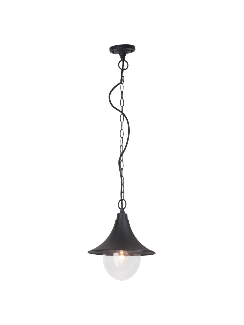 Lampada a sospensione da esterno Berna, Paralume: alluminio verniciato a po, Nero, trasparente, Ø 26 x Alt. 91 cm