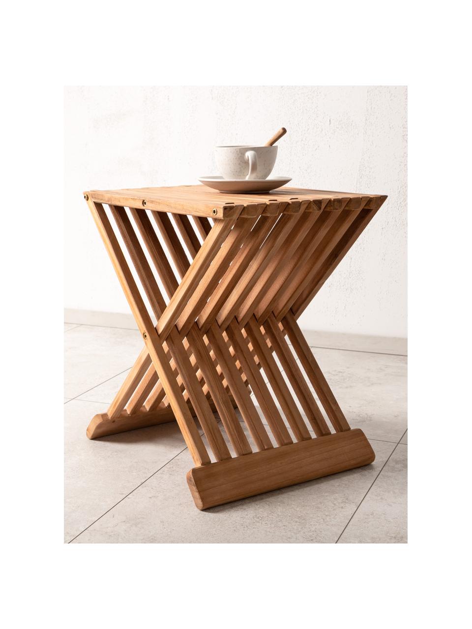 Ogrodowy stolik pomocniczy z drewna tekowego Ghana, Lite drewno tekowe, Drewno tekowe, S 39 x W 43 cm