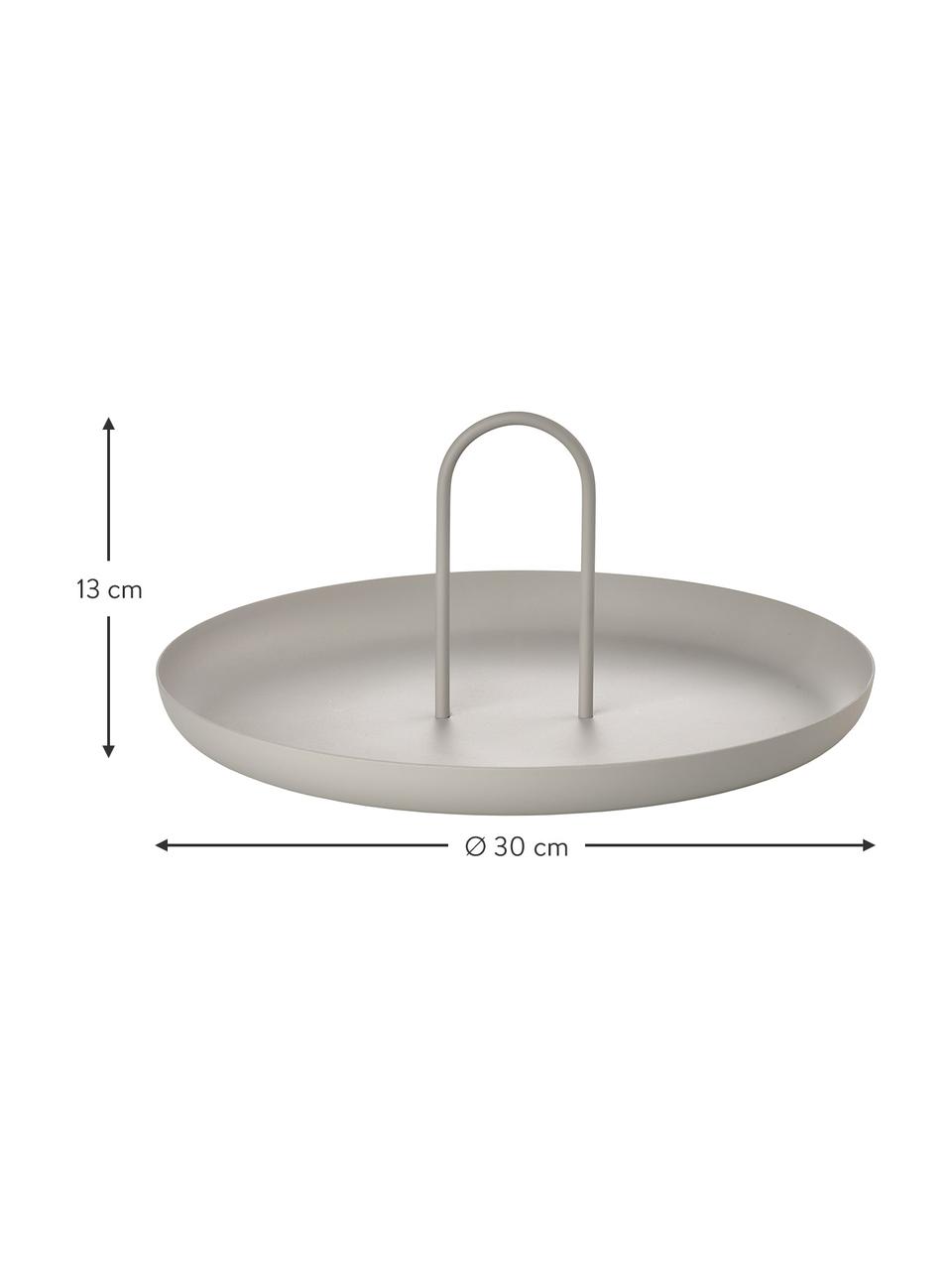 Dienblad Singles van metaal met handvat, Ø 30 cm, Metaal, mat gelakt., Grijs, Ø 30 cm