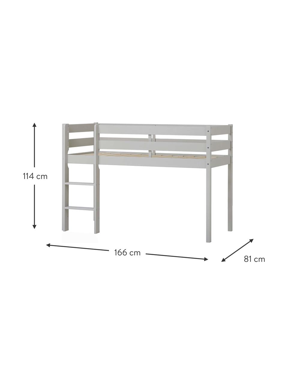 Halfhoog kinderbed Eco Comfort van grenenhout, 70 x 160 cm, Massief grenenhout, FSC-gecertificeerd, multiplex, Grijs, B 70 x L 160 cm