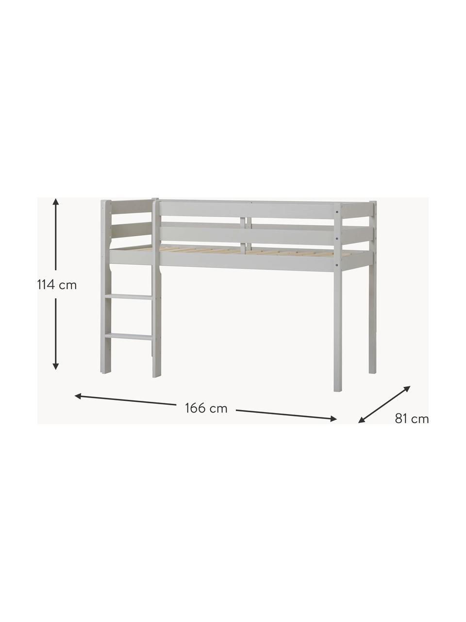 Halbhochkinderbett Eco Comfort aus Kiefernholz, 70 x 160 cm, Massives Kiefernholz, FSC-zertifiziert, Schichtholz, Kiefernholz, greige lackiert, B 70 x L 160 x H 114 cm