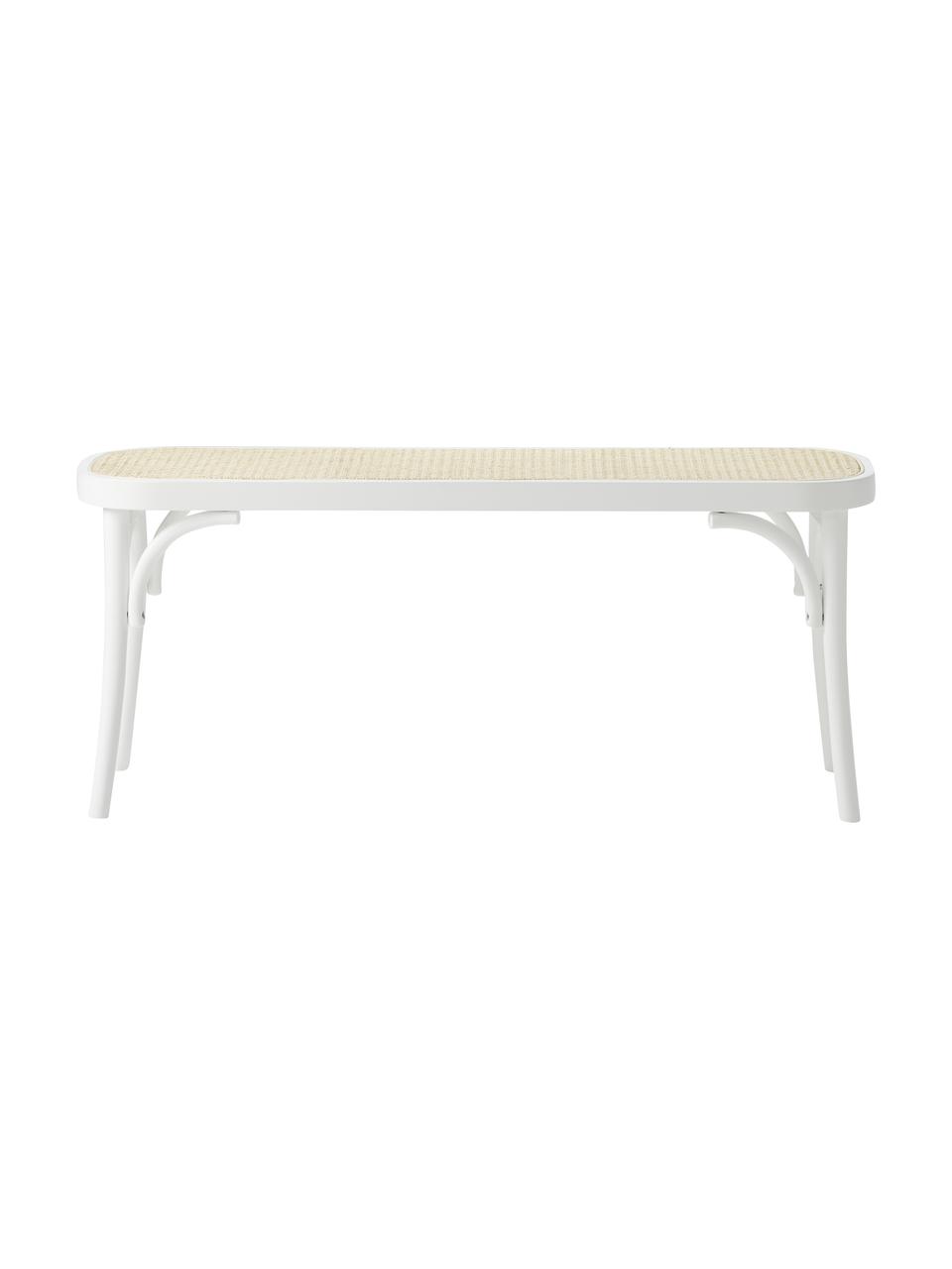 Panca con intreccio viennese Franz, Seduta: rattan, Struttura: legno di faggio massiccio, Bianco, Larg. 110 x Alt. 47 cm