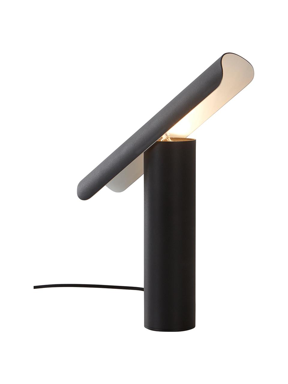 Lampada piccola da tavolo nera a LED Rambo, Paralume: alluminio rivestito, Base della lampada: alluminio rivestito, Nero, Larg. 25 x Alt. 30 cm