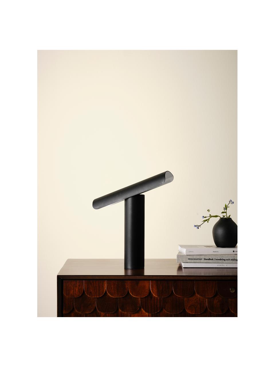 Kleine LED tafellamp Rambo in zwart, Lampenkap: gecoat aluminium, Lampvoet: gecoat aluminium, Zwart, B 25 cm x H 30 cm