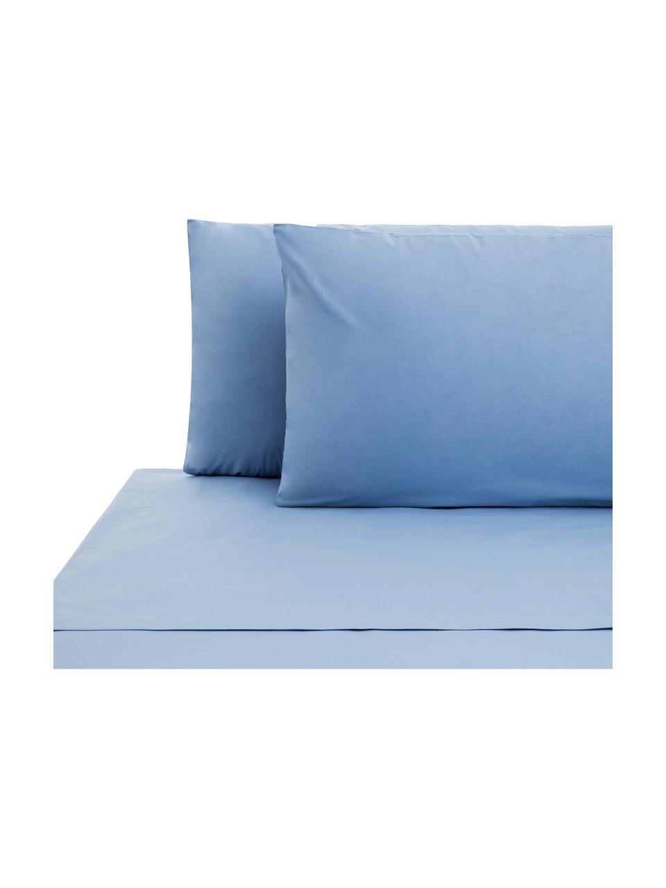 Set lenzuola azzurro in cotone ranforce Lenare, Fronte e retro: azzurro, 150 x 290 cm + 1 federa 50 x 80 cm