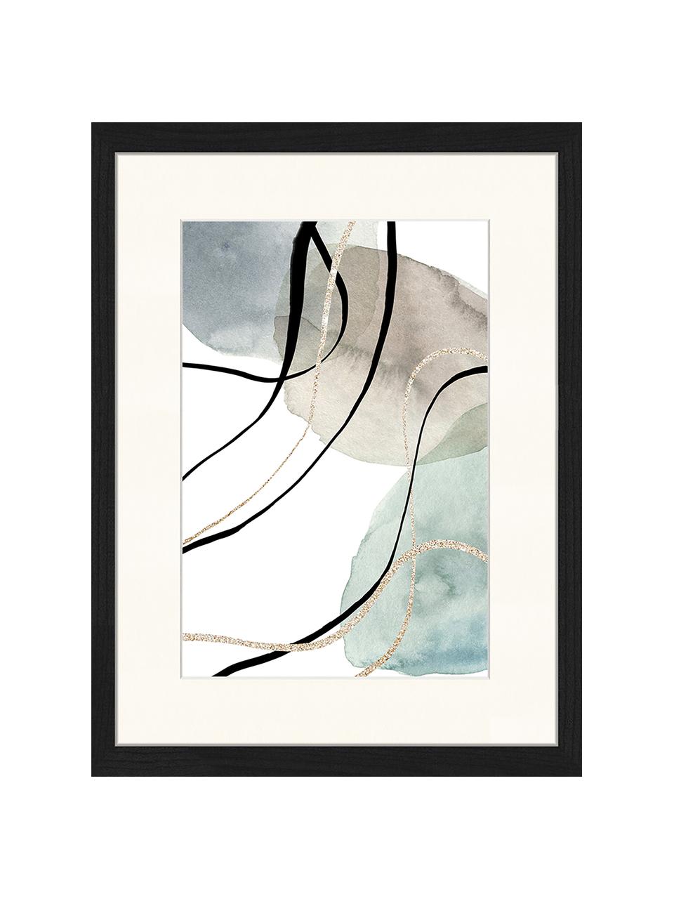 Gerahmter Digitaldruck Geometric Poster, Bild: Digitaldruck auf Papier, , Rahmen: Holz, lackiert, Front: Plexiglas, Bunt, B 33 x H 43 cm