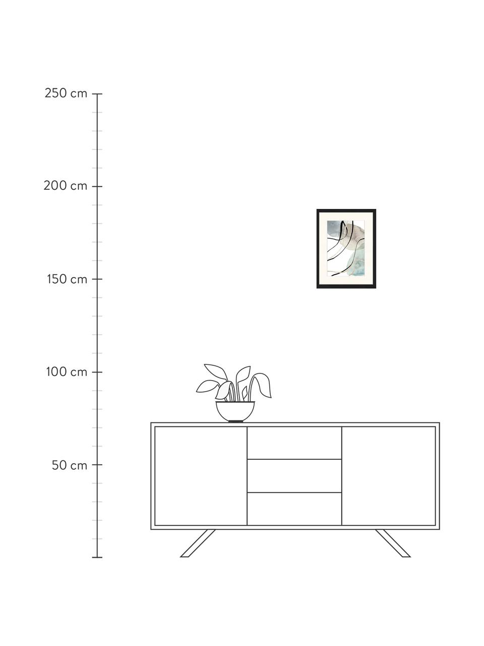 Gerahmter Digitaldruck Geometric Poster, Bild: Digitaldruck auf Papier, , Rahmen: Holz, lackiert, Front: Plexiglas, Bunt, B 33 x H 43 cm