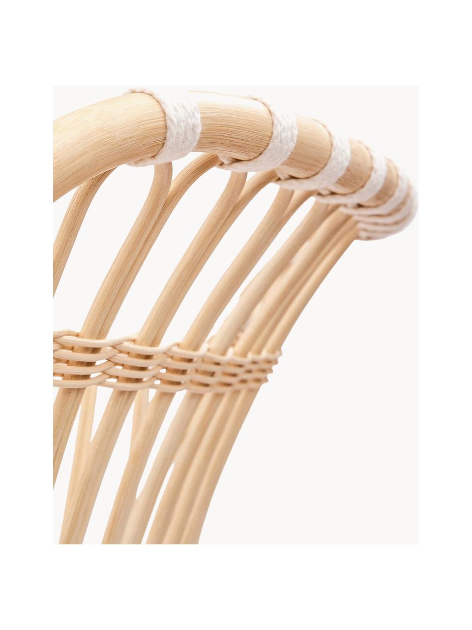 Lettino per bambini in rattan fatto a mano Frederick, Gambe: acciaio rivestito, Materasso: nucleo in cocco, lana di , Beige, bianco latte, Larg. 60 x Lung. 120 cm