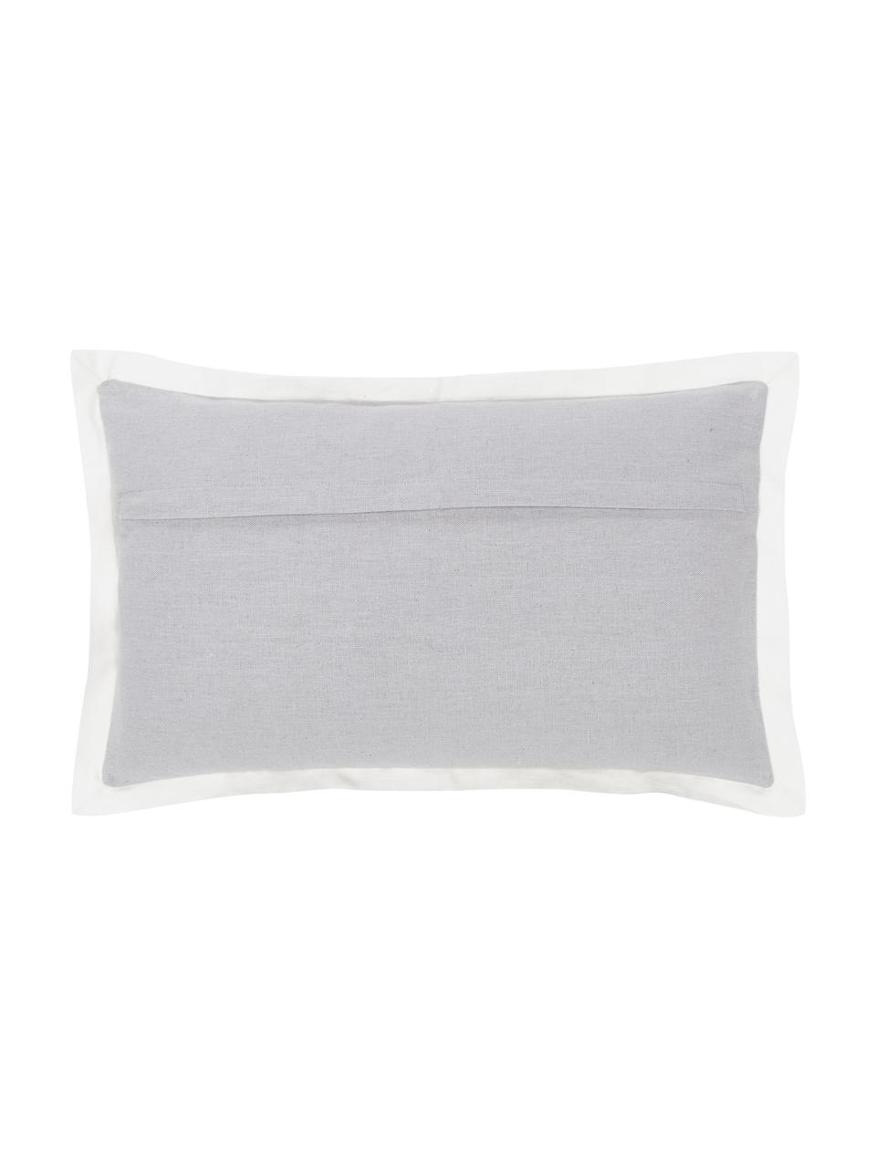 Leinen-Kissenhülle Mira mit Stehsaum, 51 % Leinen, 49 % Baumwolle, Hellgrau, Weiss, B 30 x L 50 cm