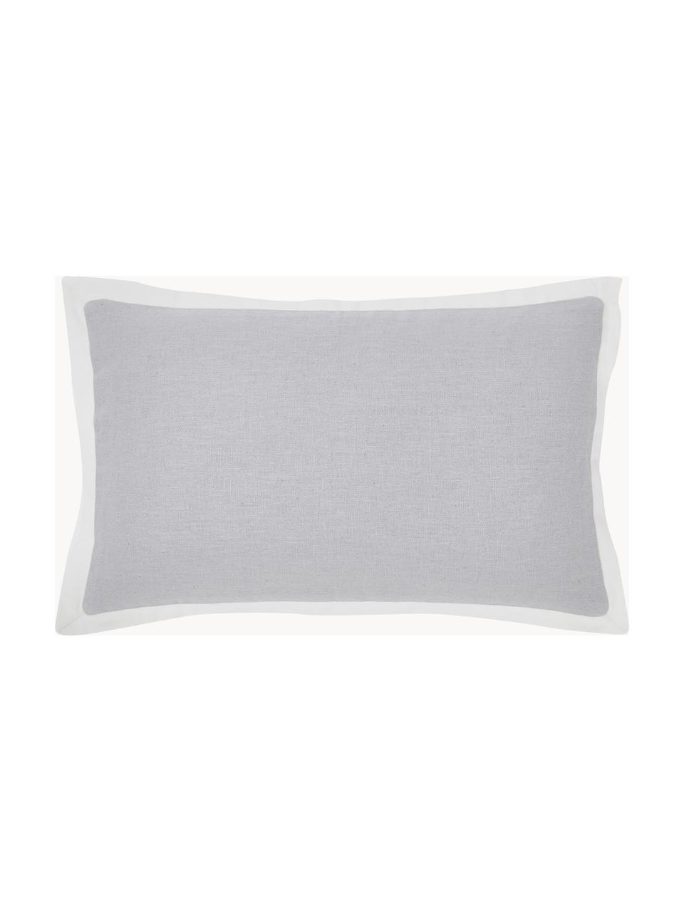 Housse de coussin rectangulaire lin gris Mira, 51 % lin, 49 % coton, Gris, larg. 30 x long. 50 cm