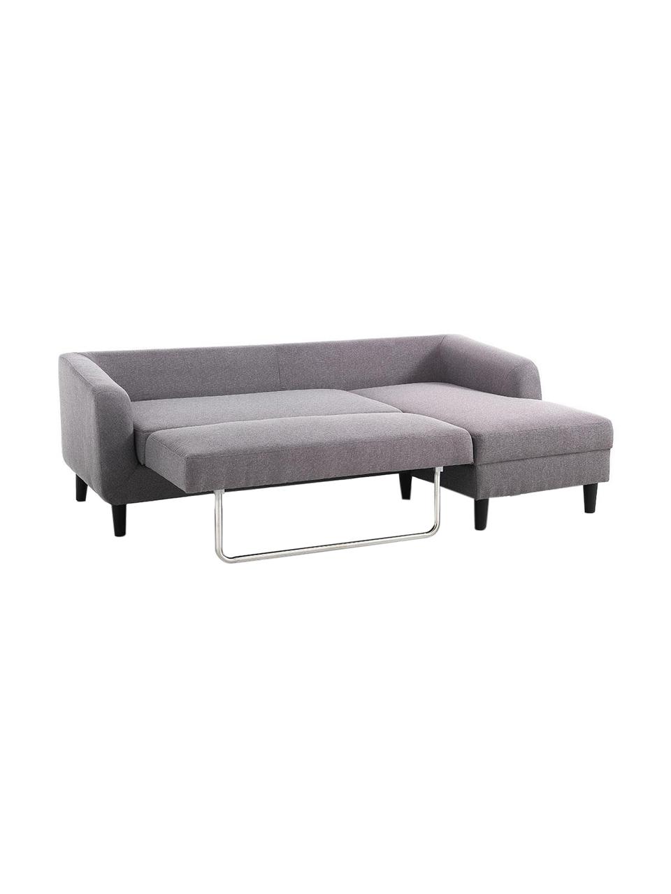 Sofá cama rinconero Fatine, Patas: plástico, Tapizado: tela de poliéster, Gris, negro, An 225 x F 140 cm