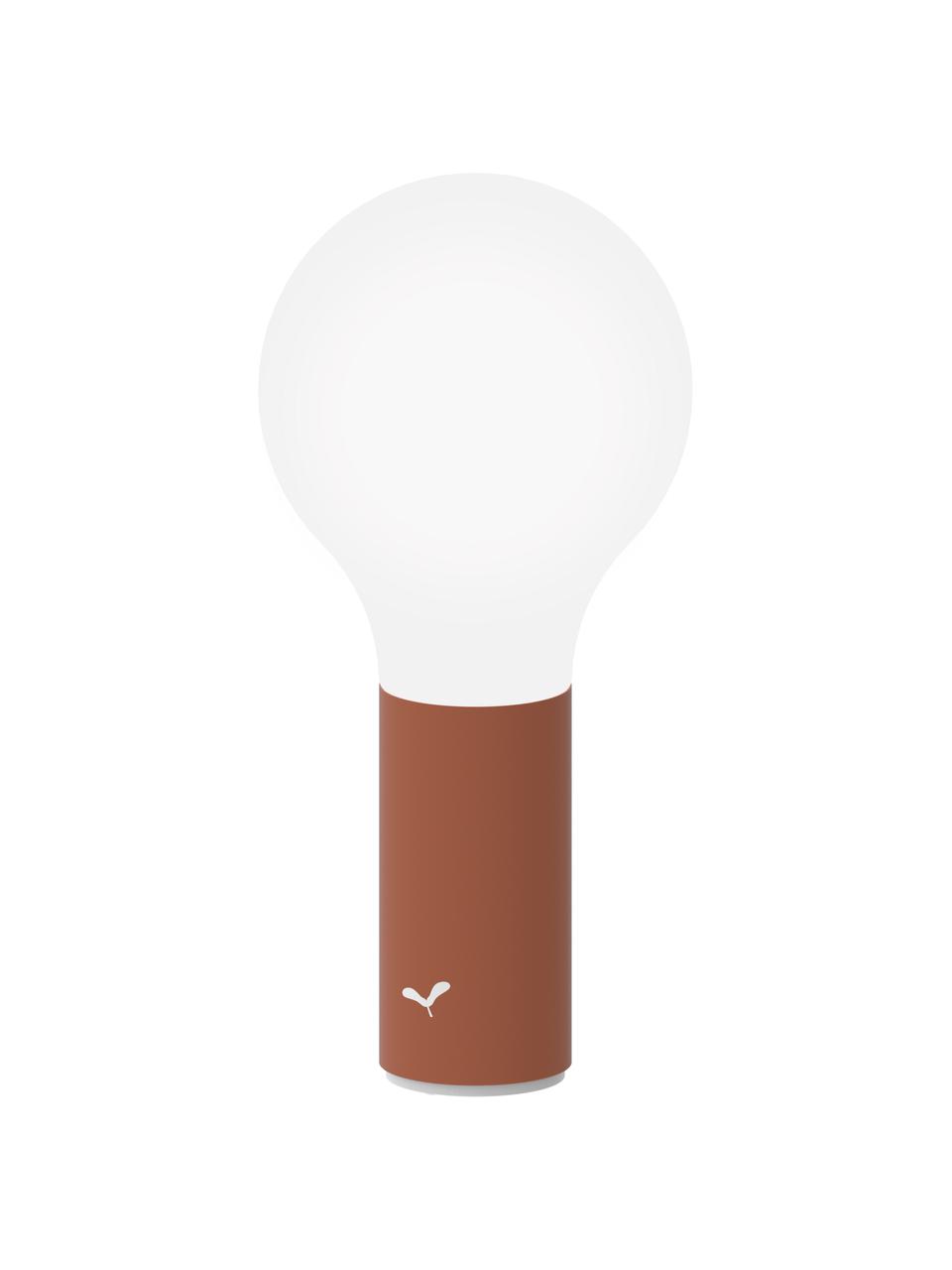 Mobiele dimbare outdoor lamp Aplô, Lampenkap: polyethyleen, Voetstuk: gecoat aluminium, Wit, okerrood, Ø 12 x H 25 cm