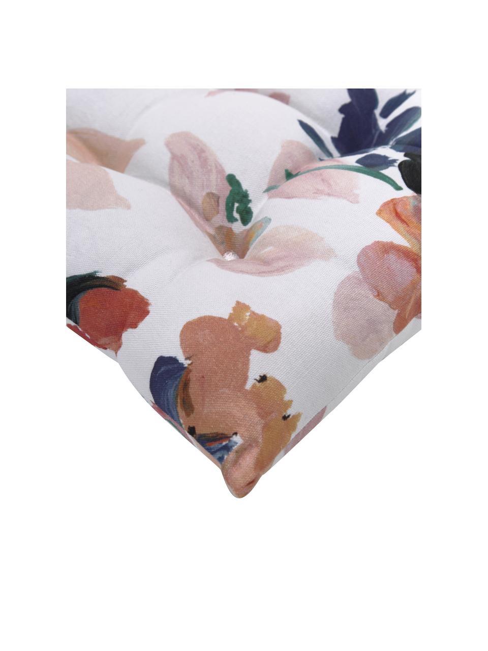 Gemustertes Baumwoll-Sitzkissen Flo mit Blumenprint, Bezug: 100% Baumwolle, Mehrfarbig, B 40 x L 40 cm