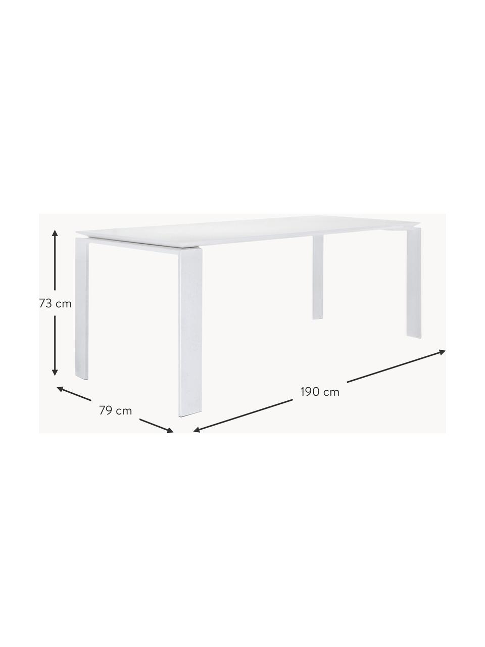 Gartentisch Four, 190 x 79 cm, Stahl, verzinkt, Epoxid-Polyester-Beschichtung, Weiß, B 190 x T 79 cm