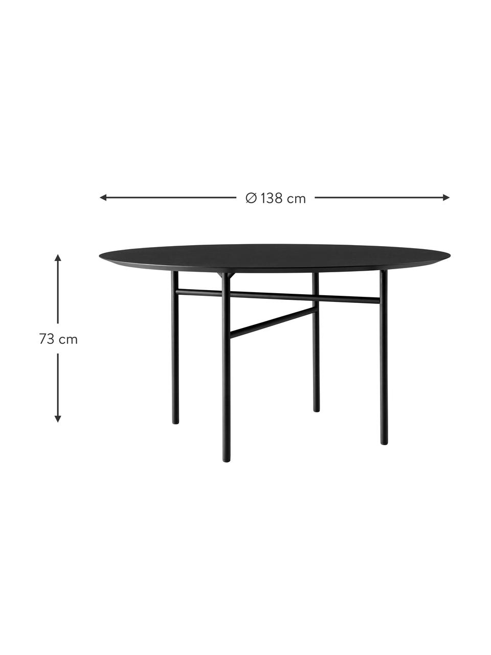 Tavolo da pranzo rotondo Snaregade, in diverse misure, Piano del tavolo: pannello MDF (fibra a med, Struttura: metallo, verniciato a pol, Antracite nero opaco, Ø 138 x Alt. 73 cm