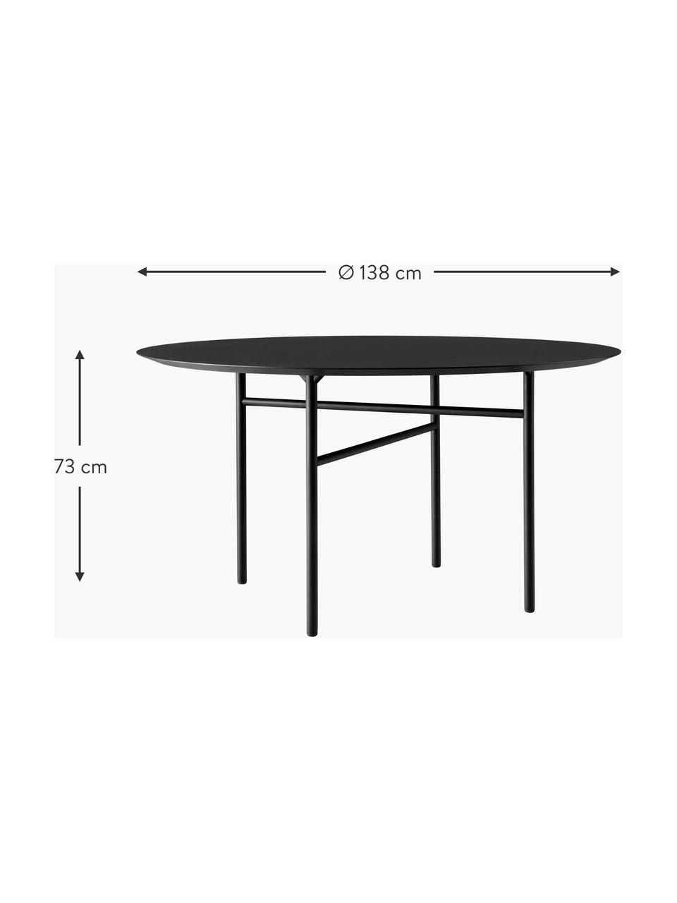 Ronde eettafel Snaregade, in verschillende formaten, Tafelblad: MDF met eikenhoutfineer e, Frame: gepoedercoat metaal, Antraciet, zwart mat, Ø 138 x H 73 cm