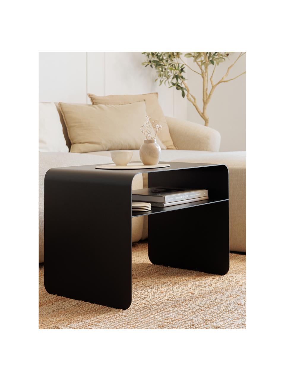 Ručne vyrobený odkladací stolík Cosmo, Oceľový plech, práškový náter, Čierna, Š 60 x V 40 cm