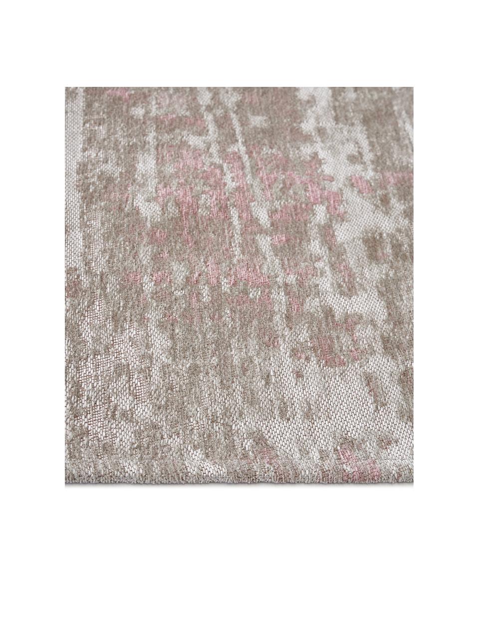 Flachgewebter Baumwollteppich Louisa in Beige/Rosa, 85 % Baumwolle, 15 % Polyester, Rosa,Silber,Grau,Mehrfarbig,Beige, B 80 x L 150 cm (Größe XS)