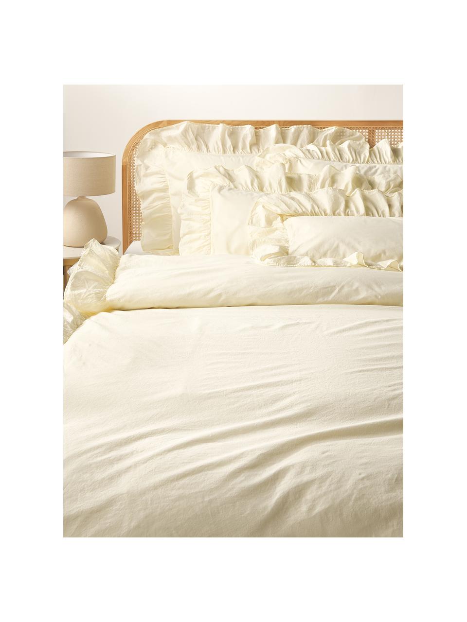 Housse de couette en coton à volants Louane, 100 % coton
Densité 200 fils par pouce carré, qualité confort

Le linge de lit en coton est agréablement doux sur la peau, absorbe bien l'humidité et convient aux personnes allergiques

Le matériau est certifié STANDARD 100 OEKO-TEX®, 4265CIT, CITEVE, Jaune, larg. 200 x long. 200 cm