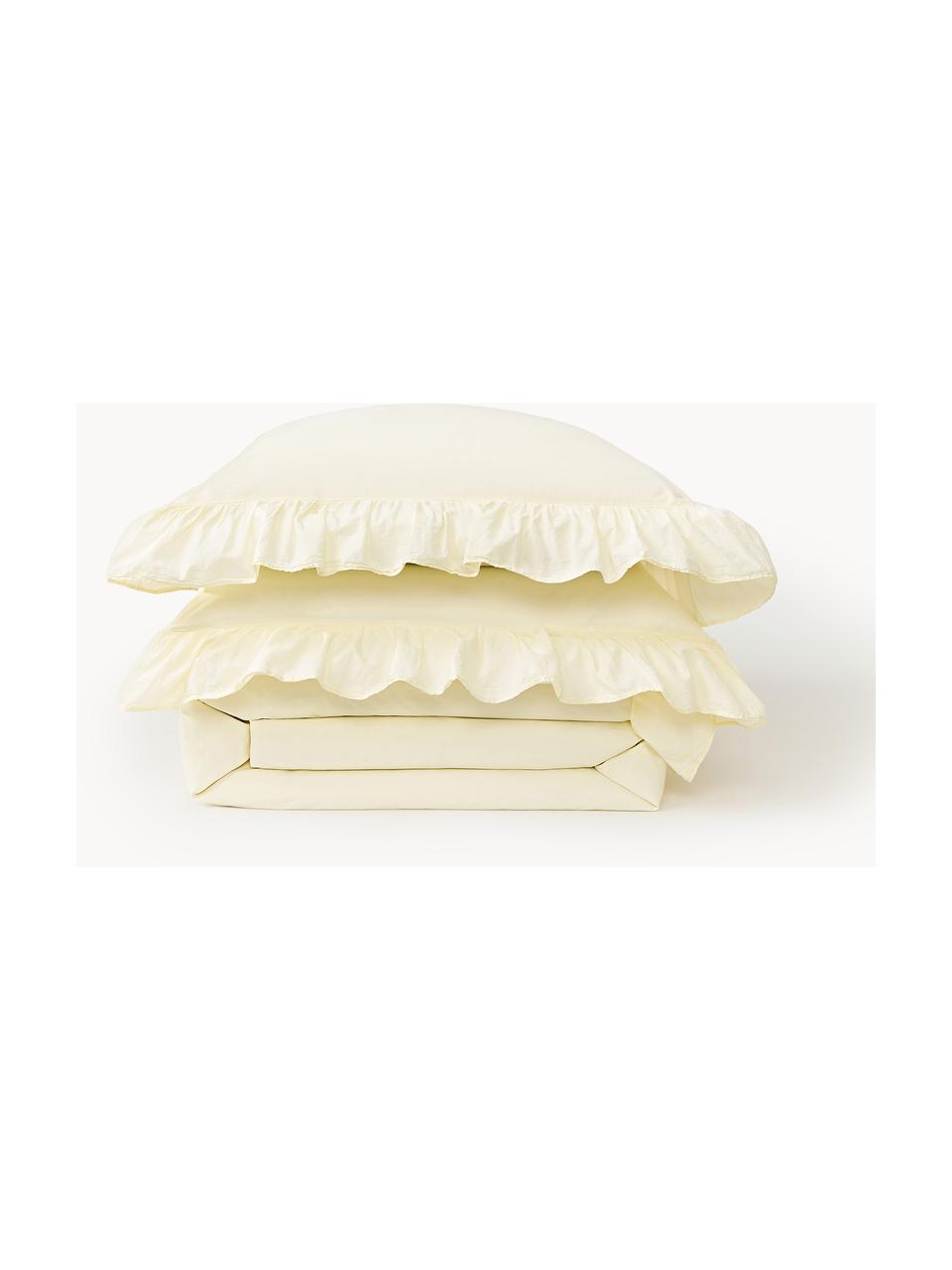 Housse de couette en coton à volants Louane, 100 % coton
Densité 200 fils par pouce carré, qualité confort

Le linge de lit en coton est agréablement doux sur la peau, absorbe bien l'humidité et convient aux personnes allergiques

Le matériau est certifié STANDARD 100 OEKO-TEX®, 4265CIT, CITEVE, Jaune, larg. 200 x long. 200 cm
