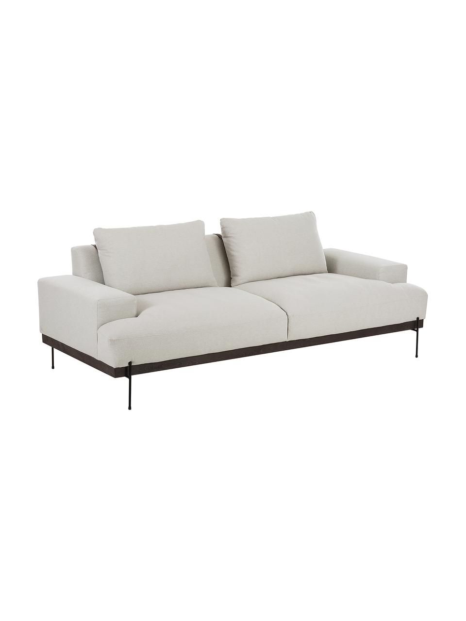 Sofa z metalowymi nogami Brooks (3-osobowa), Tapicerka: poliester Tapicerka nie j, Stelaż: lite drewno sosnowe z cer, Nogi: metal malowany proszkowo, Beżowa tkanina, S 230 x G 98 cm