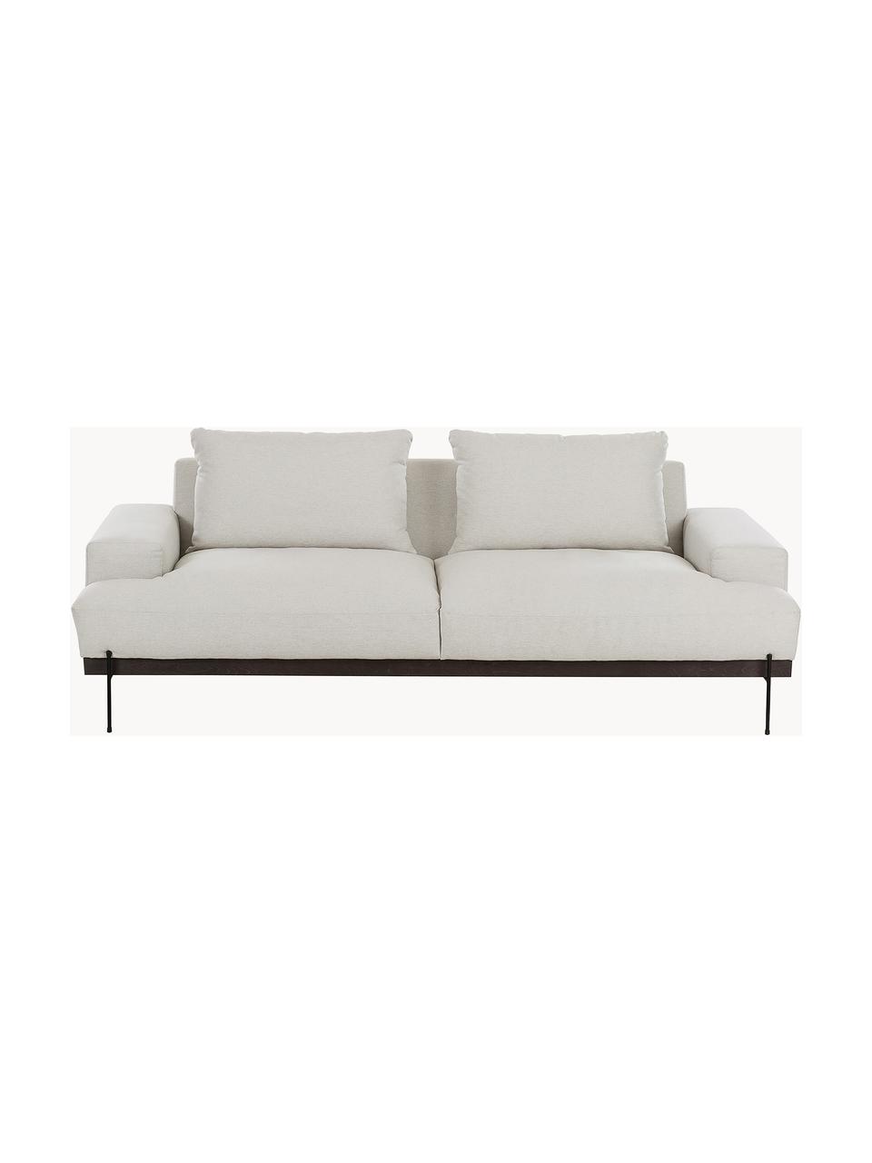 Sofa z metalowymi nogami Brooks (3-osobowa), Tapicerka: poliester Tapicerka nie j, Stelaż: lite drewno sosnowe z cer, Nogi: metal malowany proszkowo, Jasnobeżowa tkanina, S 230 x G 98 cm