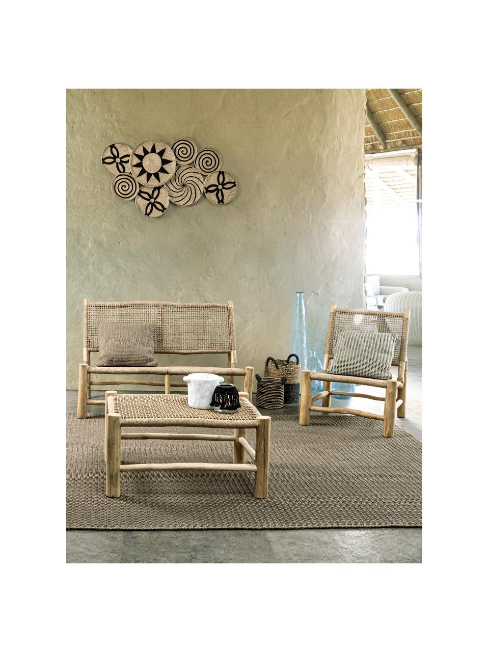 Teakholz-Couchtisch Lampok, Gestell: Teakholz, Beige, B 80 x H 40 cm