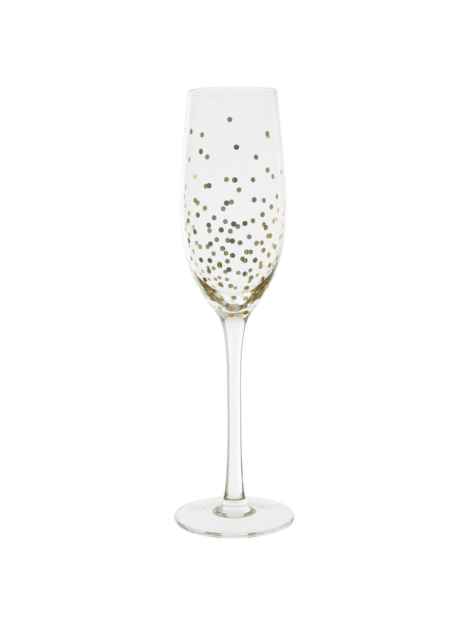 Champagneglazen Scintille, 4 stuks, Glas, Transparant, goudkleurig, Ø 5 x H 25 cm