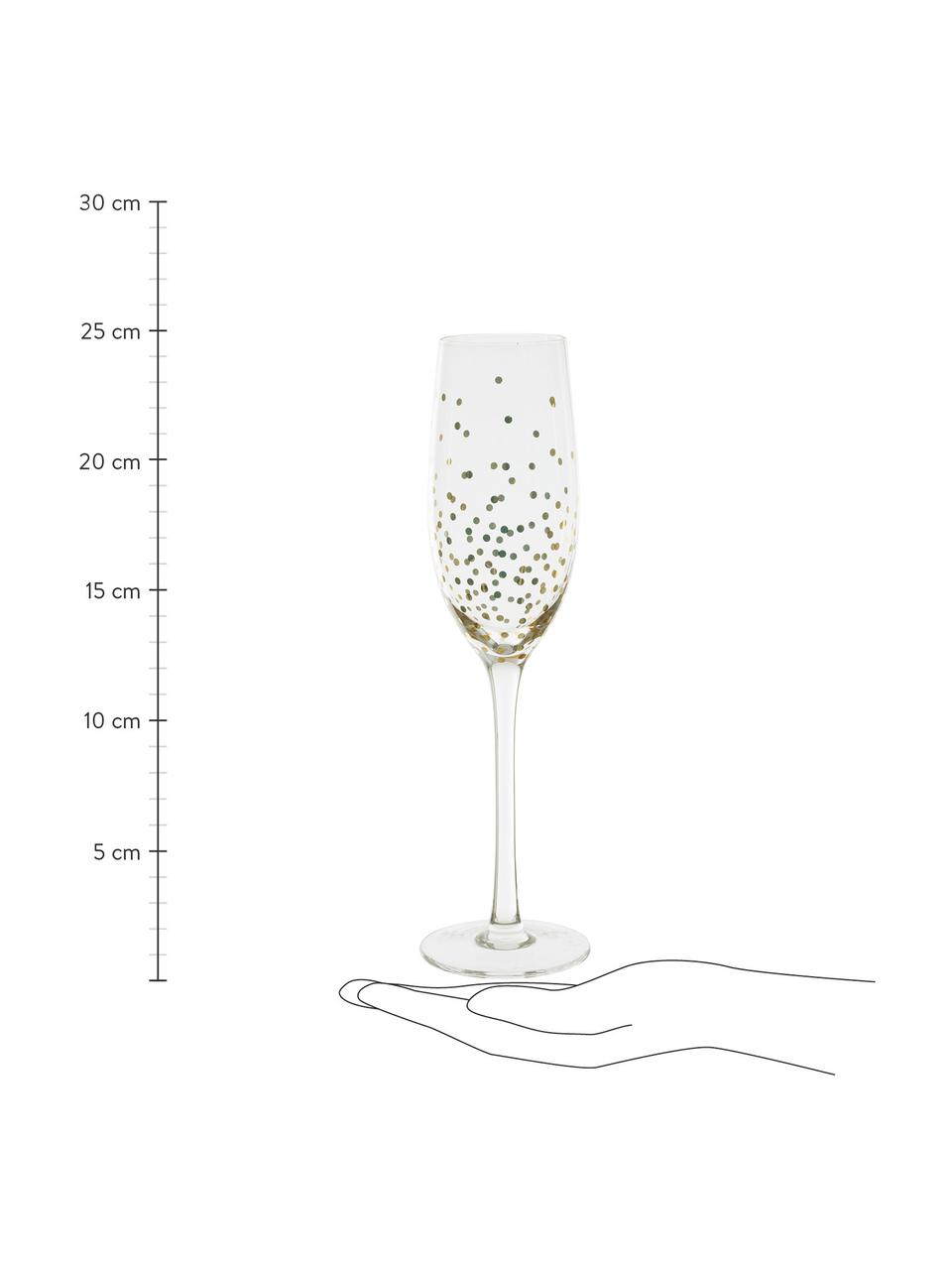 Copas flauta de champán Scintille, 4 uds., Vidrio, Transparente, dorado, Ø 5 x Al 25 cm